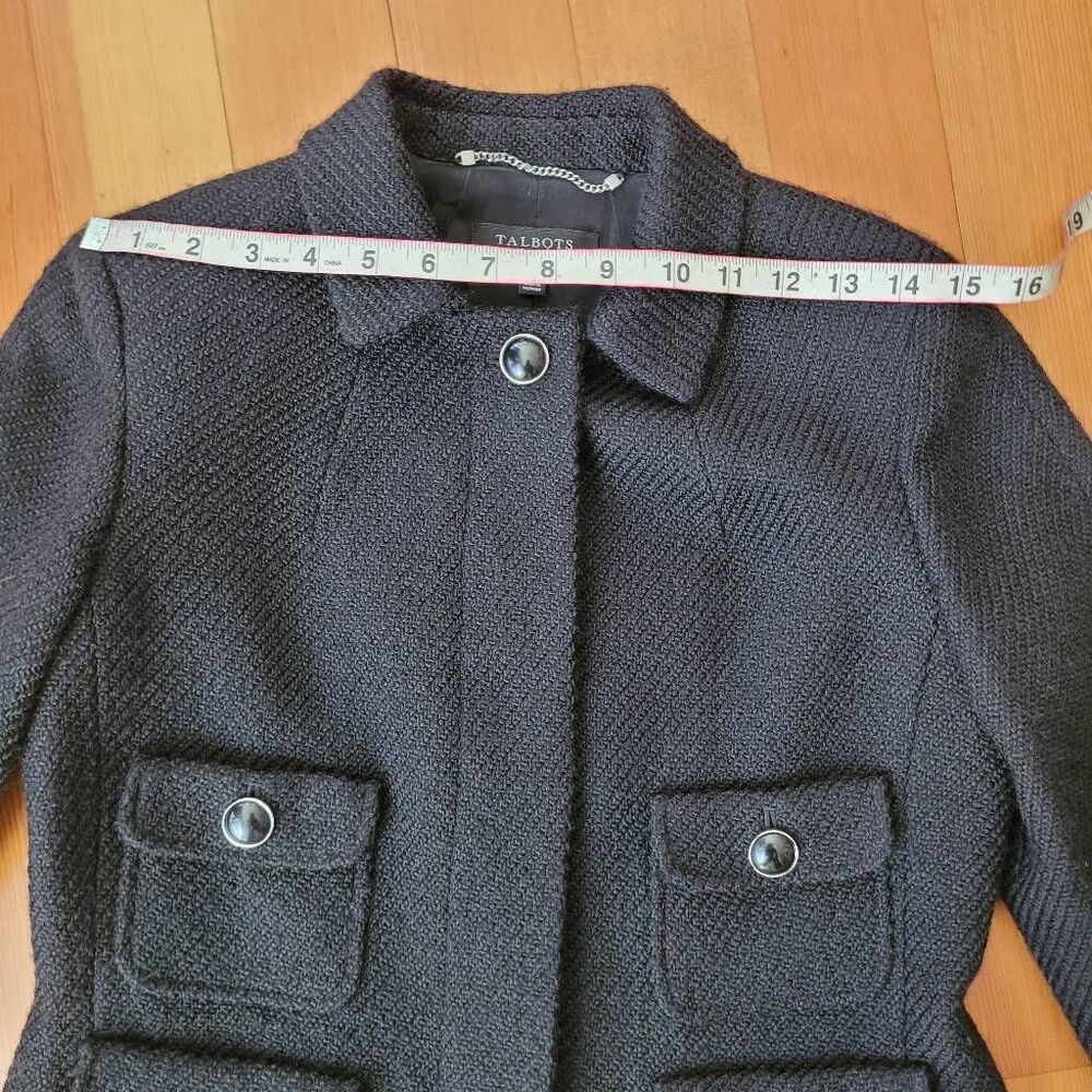 Talbots wool blend black chanel inspired blazer office workwear goth preppy acad - Picture 8 of 12
